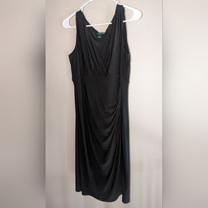 Ralph Lauren Ruched Black Dress Size 12